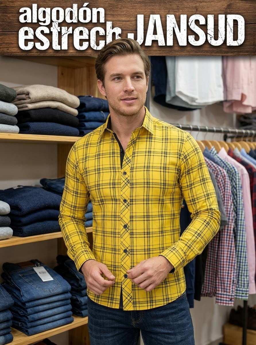 Camisa Algodón Strech a Cuadros