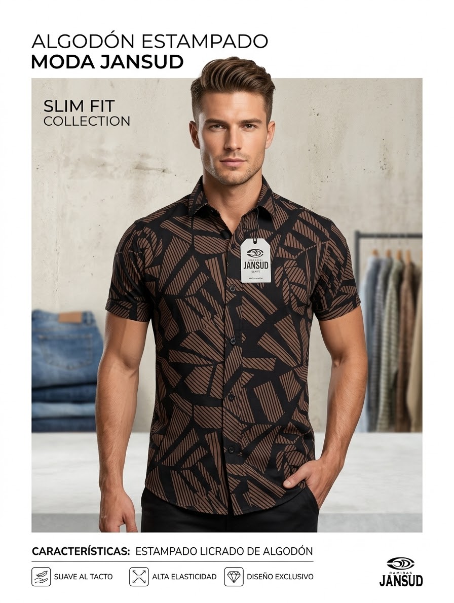 Camisa Algodón Strech Estampado
