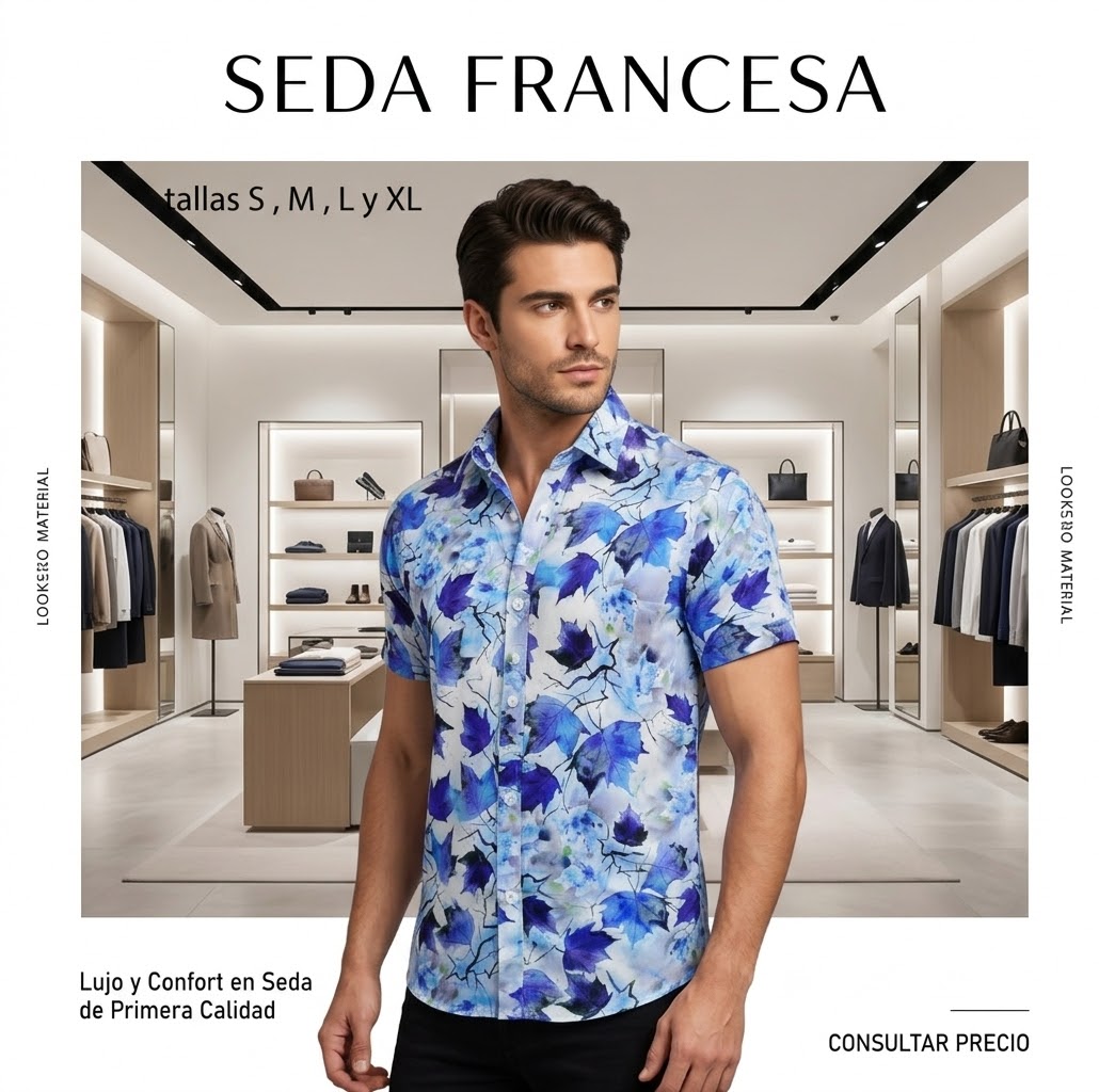 Camisa Seda Francesa Estampada